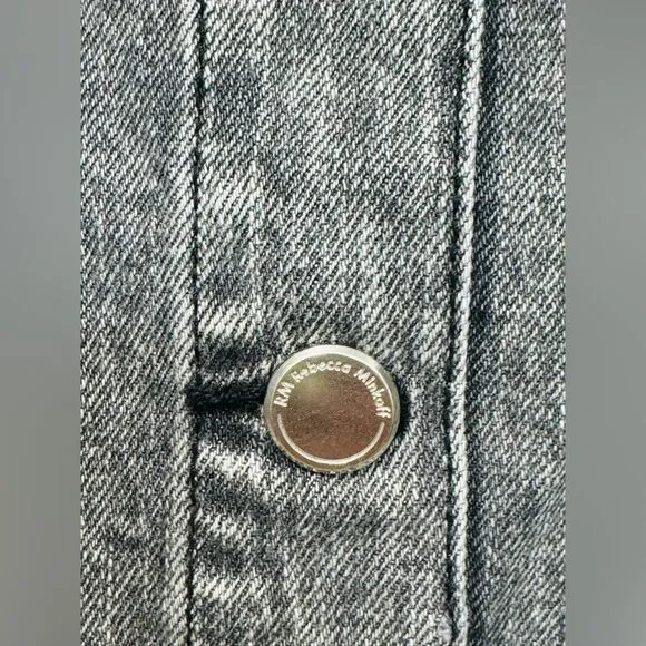 NWOT Rebecca Minkoff Studded Light Black Wash Denim Jean Jacket Women’s Sz L - Picture 5 of 16